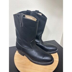 Double-H Real Steel Mens 9 EEBlack Leather Steel Toe Work Boots Oil Resistant HH